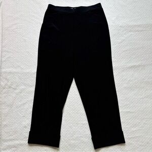 Sympli Black Jersey Knit Cuffed Crop Pants Trousers Womens Size 4 Pocket Detail